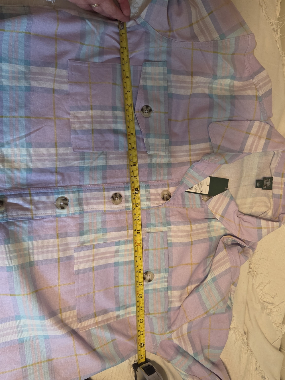 No Boundaries Pastel Plaid Button-Front - Lavender Multi - Picture 6 of 6